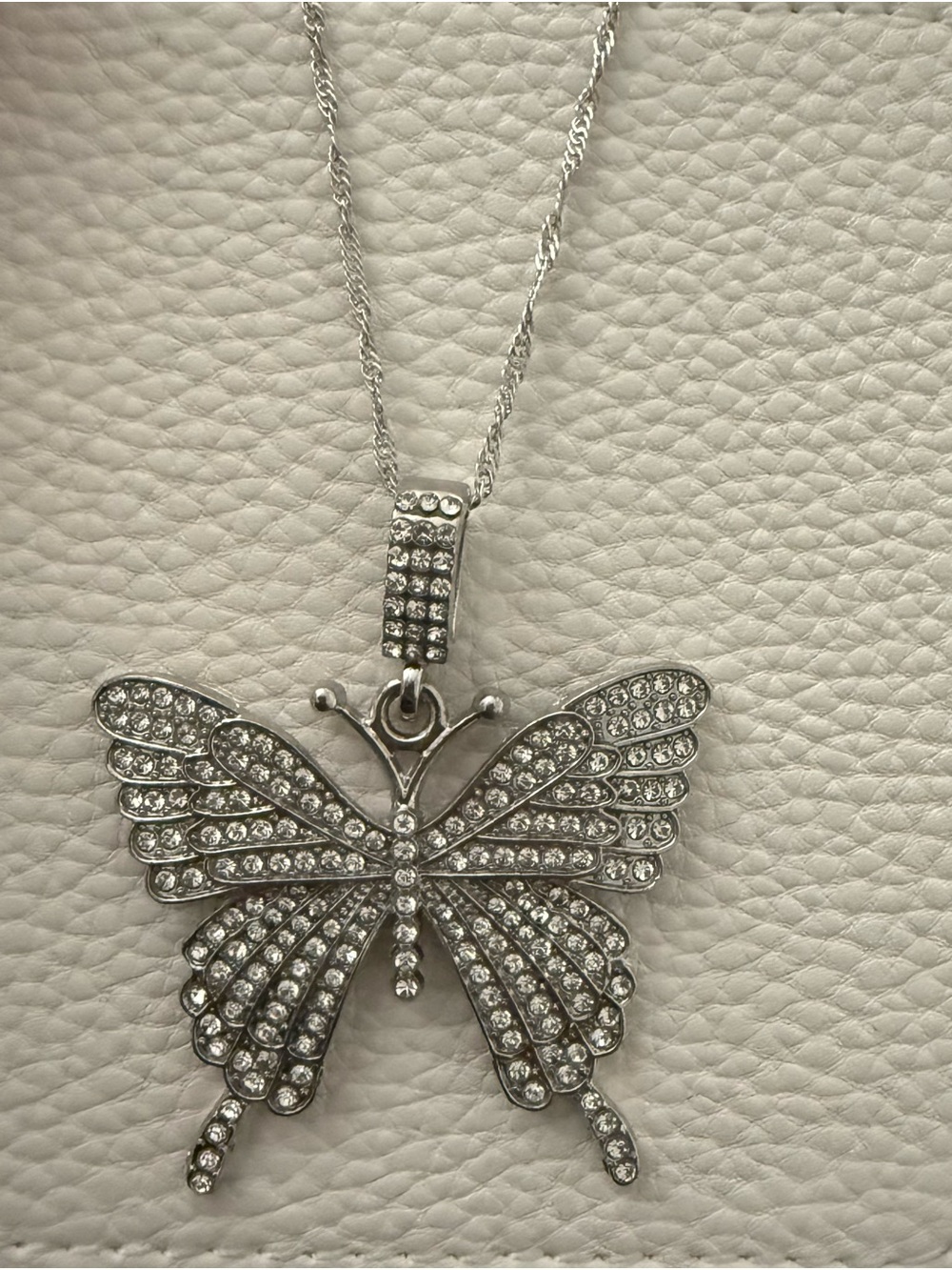 Crystal Butterfly Pendant Necklace with Twisted Chain *NEW